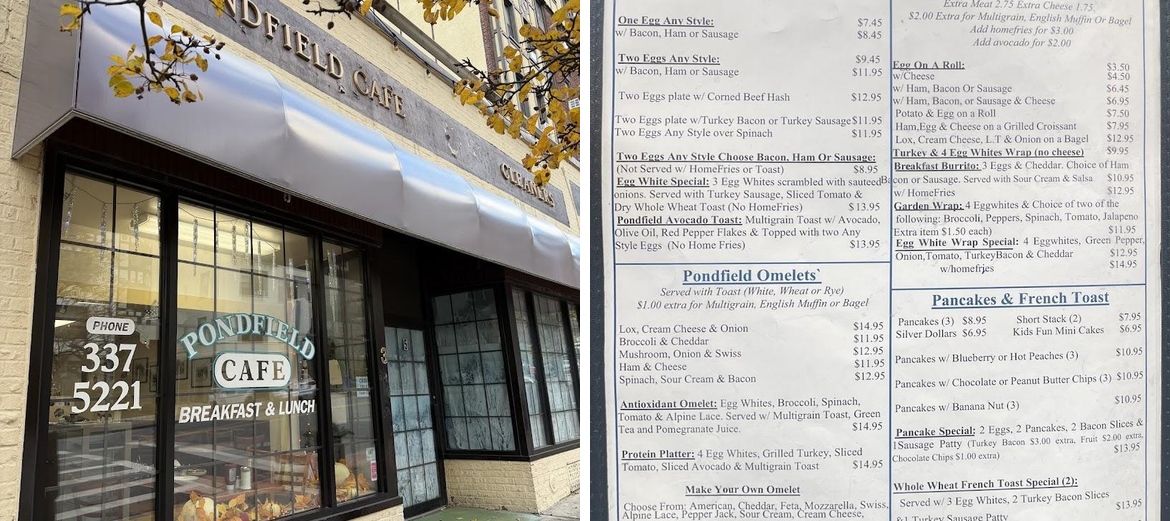 Pondfield Cafe Menu