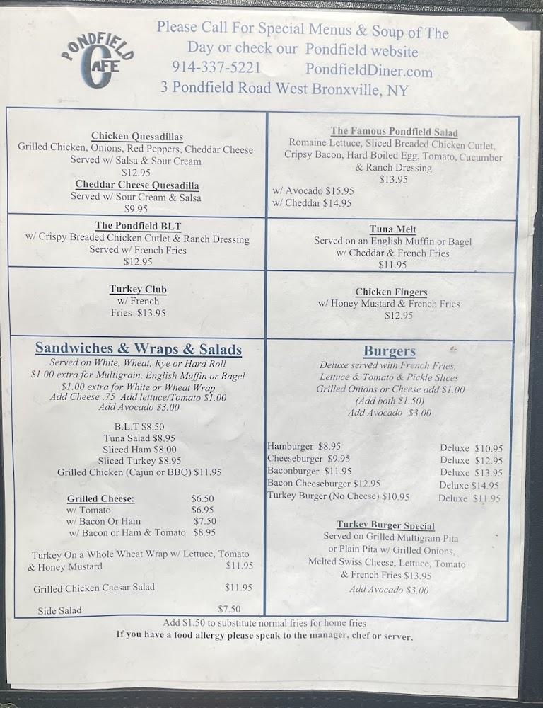 Pondfield Cafe Menu image 2
